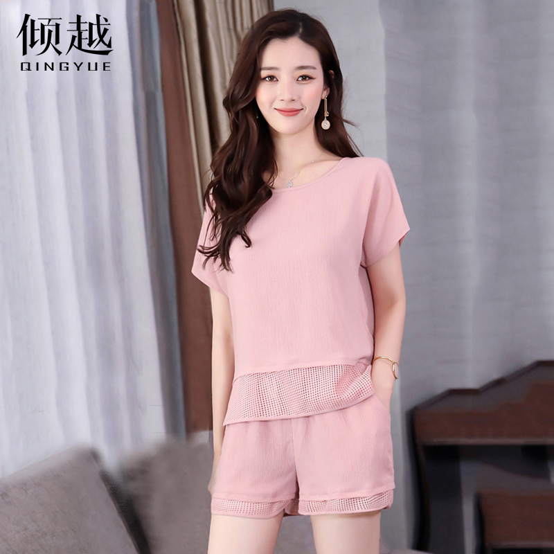 傾越套裝女時尚2017新款夏季修身韓版大碼短袖短褲氣質名媛兩件套