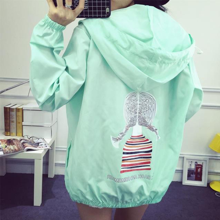 學院風2017春夏裝新款少女寬松連帽薄款休閑外套中學生百搭防曬衣