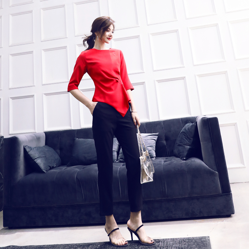 S秀夏季時尚女裝2018新款網紅兩件套個性洋氣休閑顯瘦女神范套裝