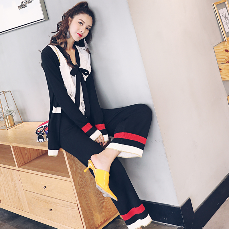 名媛氣質2018春季新款韓版休閑時尚針織套裝寬松顯瘦兩件套女裝潮