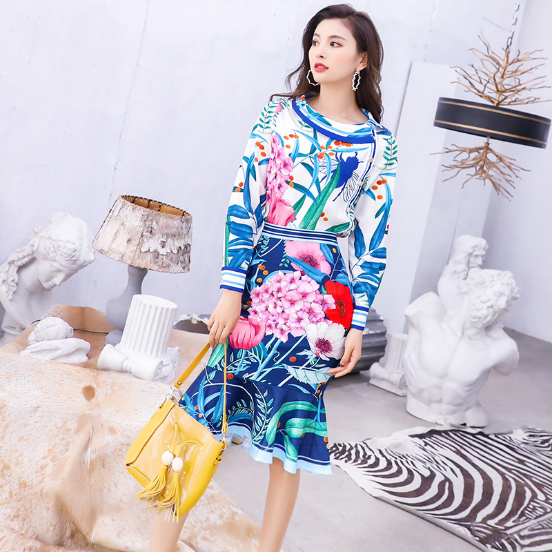 歐洲站秋裝女2018新款女裝網紅chic早秋套裝裙初秋兩件套連衣裙潮