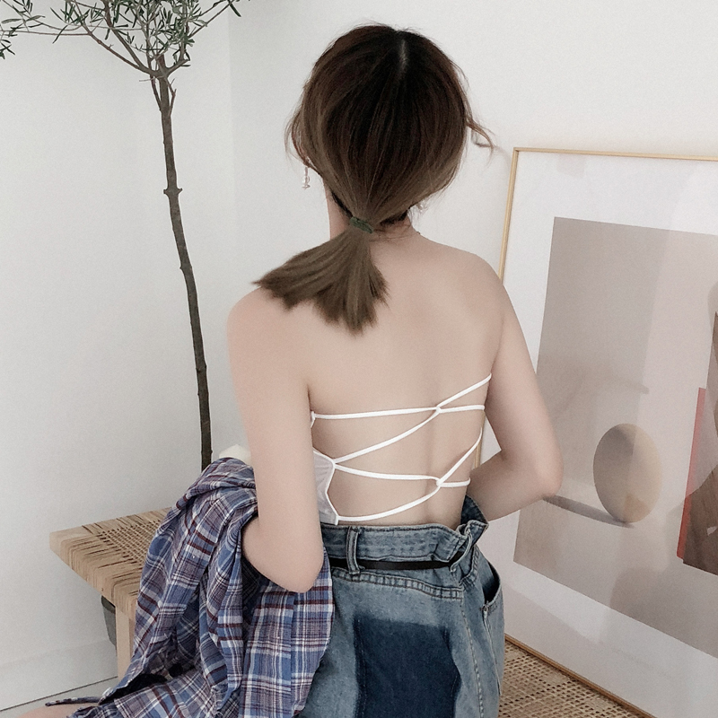 夏季時尚抹胸防走光裹胸美背吊帶背心性感交叉無肩帶內衣上衣女士