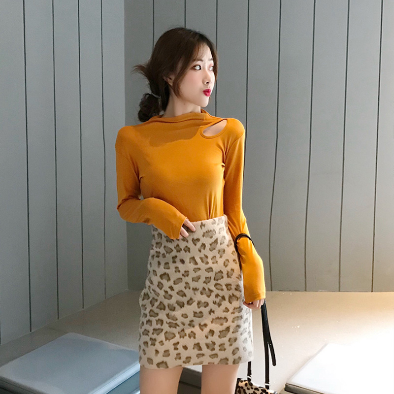 2018新款復古氣質時尚上衣女百搭修身長袖chic小高領打底衫T恤潮