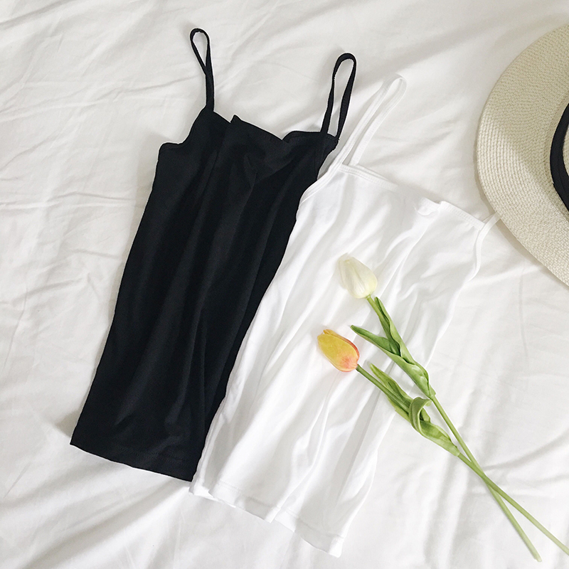 女裝新款小吊帶背心外穿韓版百搭性感短款寬松無袖黑白色打底衫夏
