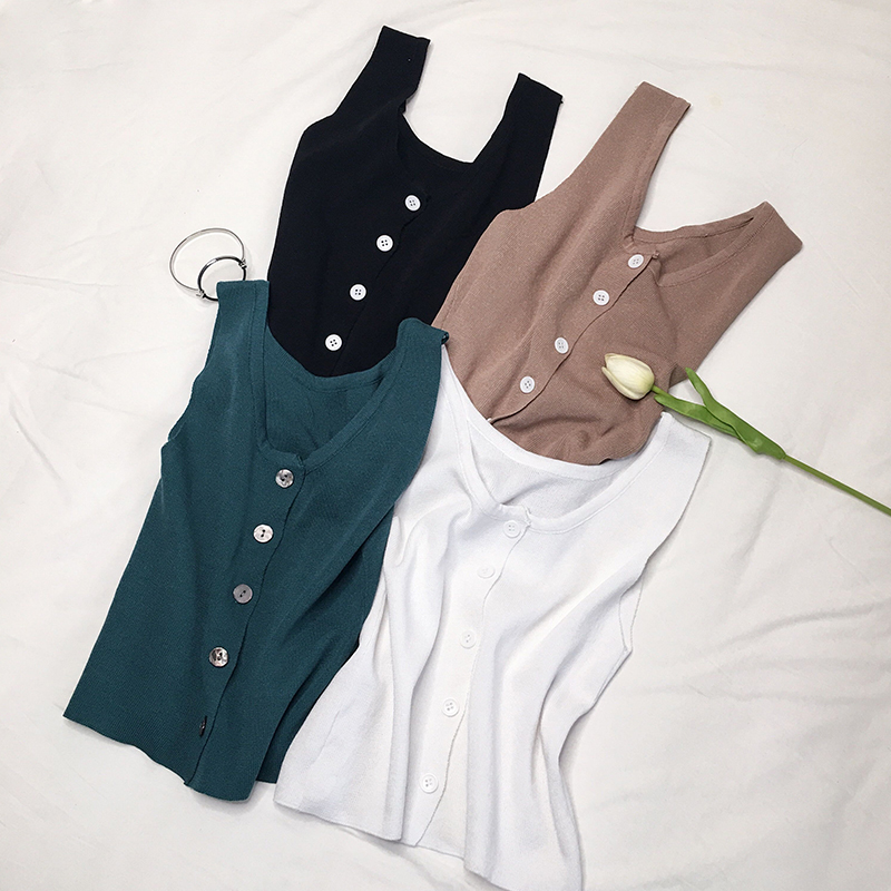 夏季新款女裝上衣韓版修身簡約吊帶背心無袖百搭短款打底衫潮